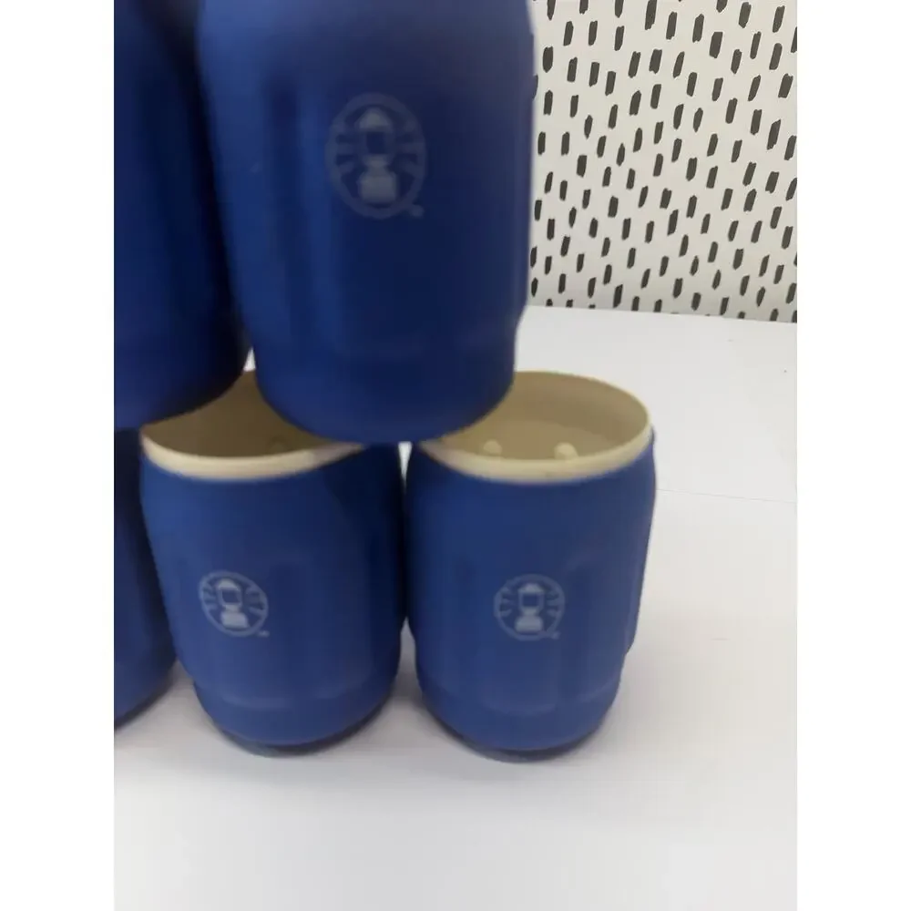 6 Coleman Can Bottle Beer Soda Textured Koozie Lantern Logo Insulated blue